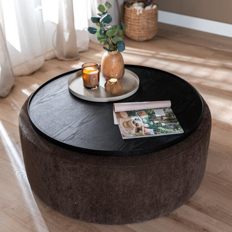 Dienblad Helena rond ø89 cm zwart eiken