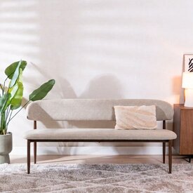 Eetkamerbank Lara linnen taupe 160 cm