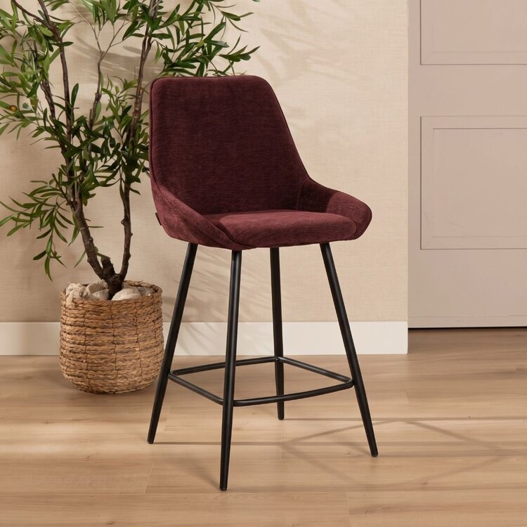 Barkruk Lynn velvet paars 71 cm