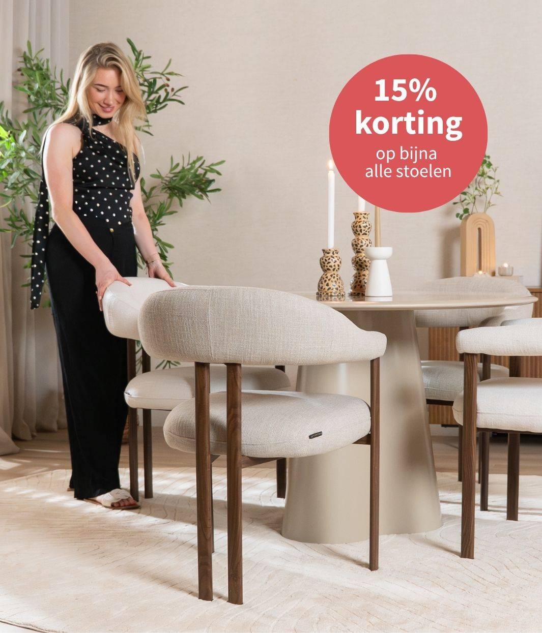 15% korting op stoelen