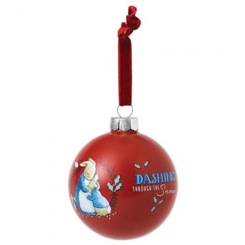 Mrs. Rabbit & Peter Rabbit Merry Christmas Bauble - Beatrix Potter 