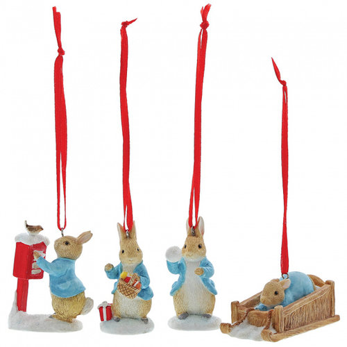 Peter Rabbit Set of 4 Hanging Ornaments - Beatrix Potter 