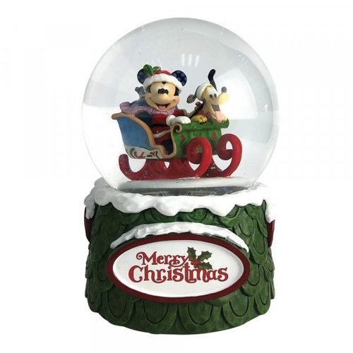 Laughing All the Way (Mickey and Pluto Christmas Waterball) - Disney Traditions 
