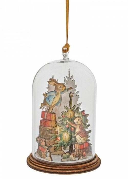 Beatrix Potter Peter and Benjamin Bunny Christmas Wooden Hanging Ornament - Beatrix Potter