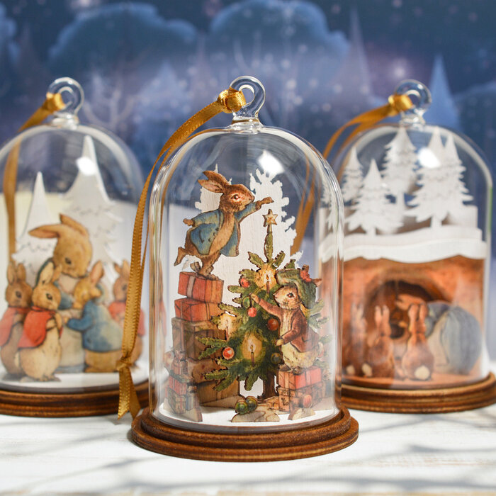 Beatrix Potter - Peter and Benjamin Bunny Christmas Wooden Hanging Ornament