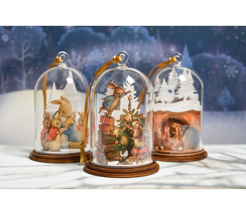 Beatrix Potter - Peter and Benjamin Bunny Christmas Wooden Hanging Ornament