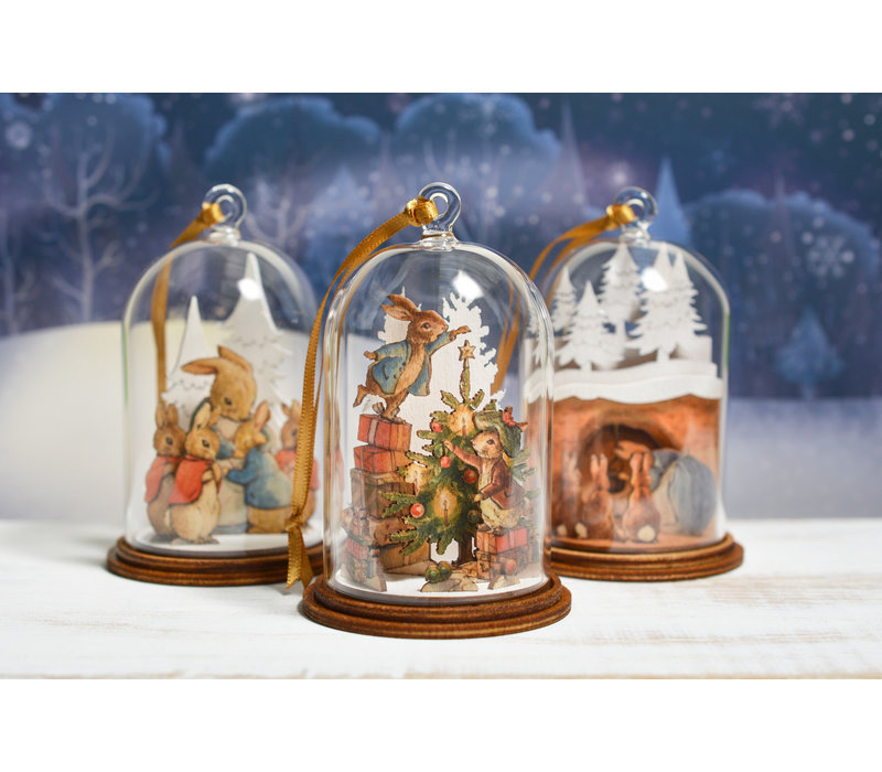 Beatrix Potter - Peter and Benjamin Bunny Christmas Wooden Hanging Ornament