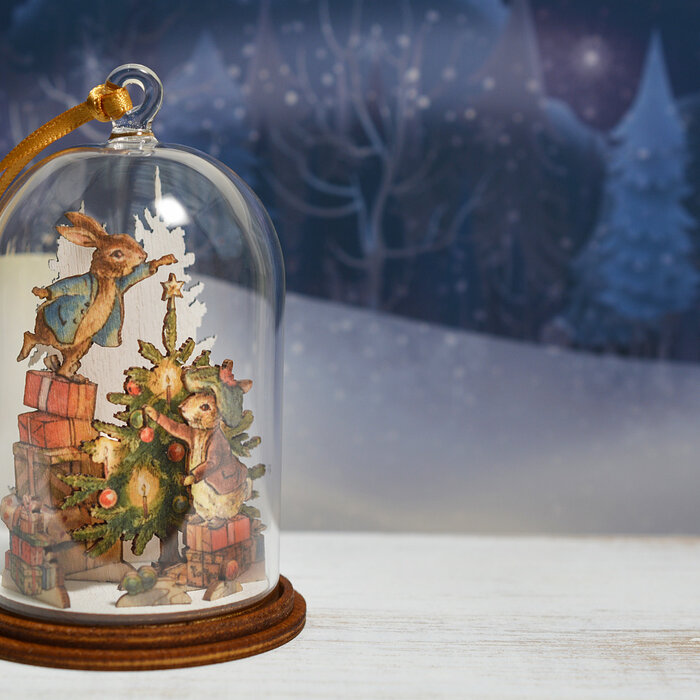 Beatrix Potter - Peter and Benjamin Bunny Christmas Wooden Hanging Ornament