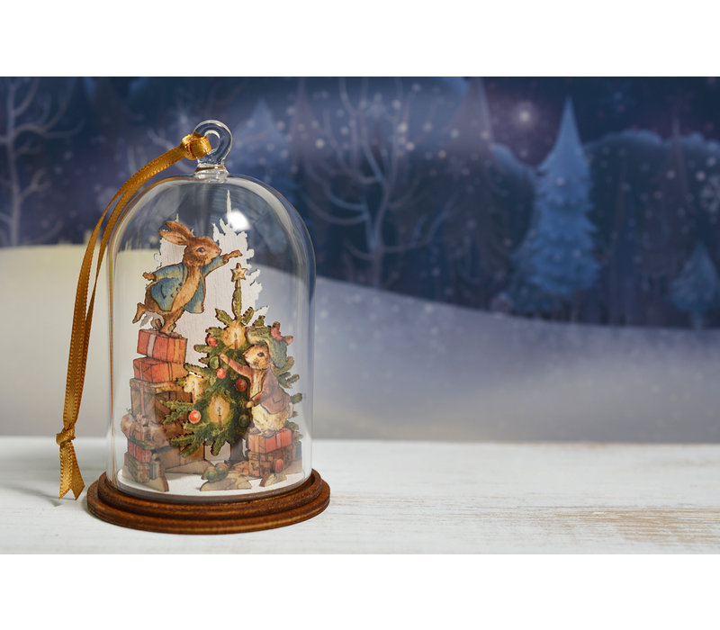 Beatrix Potter - Peter and Benjamin Bunny Christmas Wooden Hanging Ornament