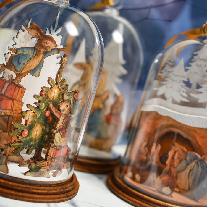 Beatrix Potter - Peter and Benjamin Bunny Christmas Wooden Hanging Ornament