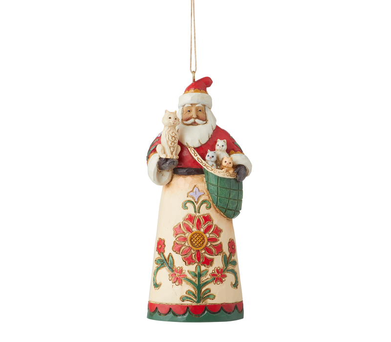 Heartwood Creek - Santa Holding Cat Hanging Ornament