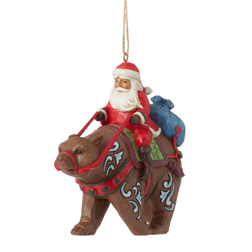 Santa Riding Bear Hanging Ornament (OP=OP!) - Heartwood Creek 