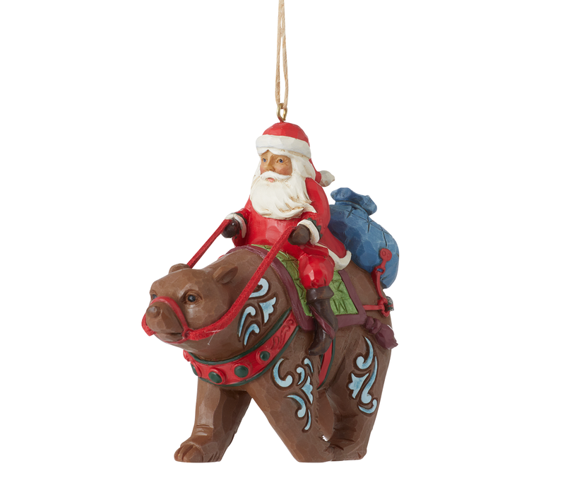 Heartwood Creek - Santa Riding Bear Hanging Ornament (PRE-ORDER)