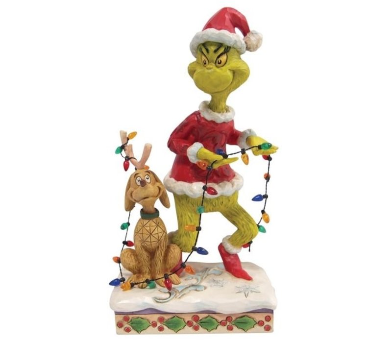 The Grinch by Jim Shore - Grinch and Max Tiptoeing Wrapped in Lights
