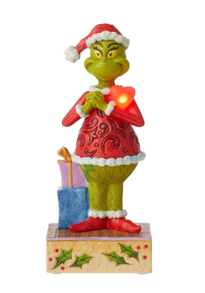 The Grinch by Jim Shore - Happy Grinch with Blinking Heart