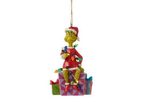 The Grinch by Jim Shore The Grinch Wrapped in Lights Hanging Ornament - The Grinch by Jim Shore