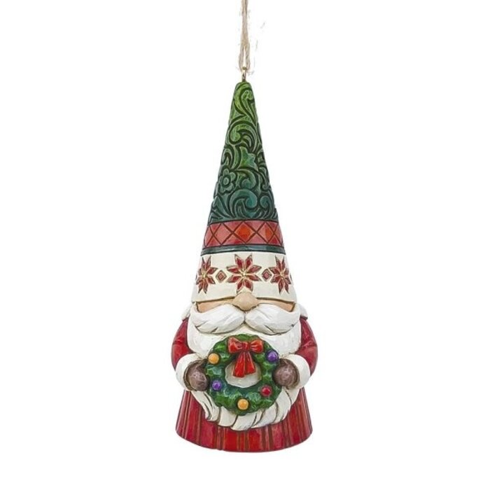 Heartwood Creek - Gnome Holding Wreath Hanging Ornament