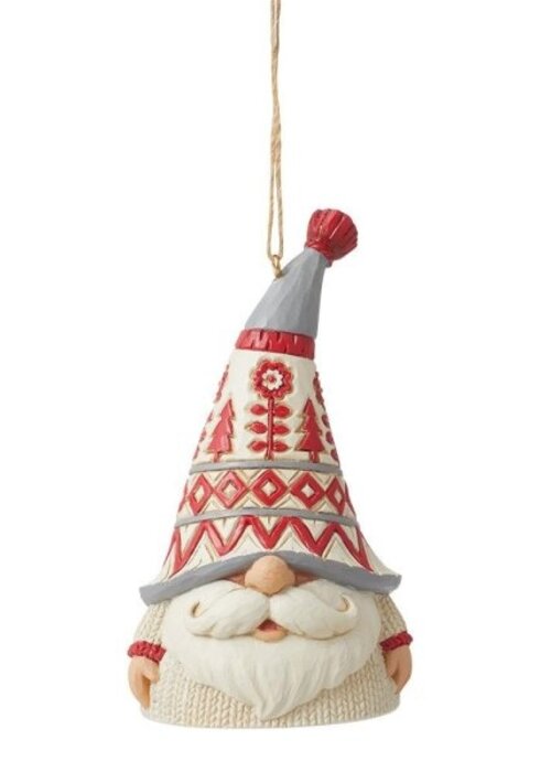 Heartwood Creek Gnome in White Sweater Hanging Ornament - Heartwood Creek
