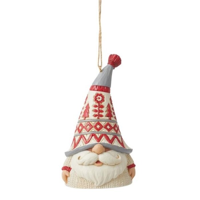 Heartwood Creek Gnome in White Sweater Hanging Ornament - Heartwood Creek