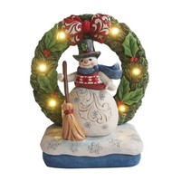 Heartwood Creek - May Your Holidays Be Wreathed In Joy (Snowman Lighted Wreath)