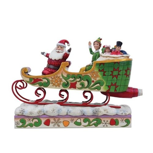 Spreading Christmas Cheer (Buddy and Santa in Sleigh) - Elf by Jim Shore 