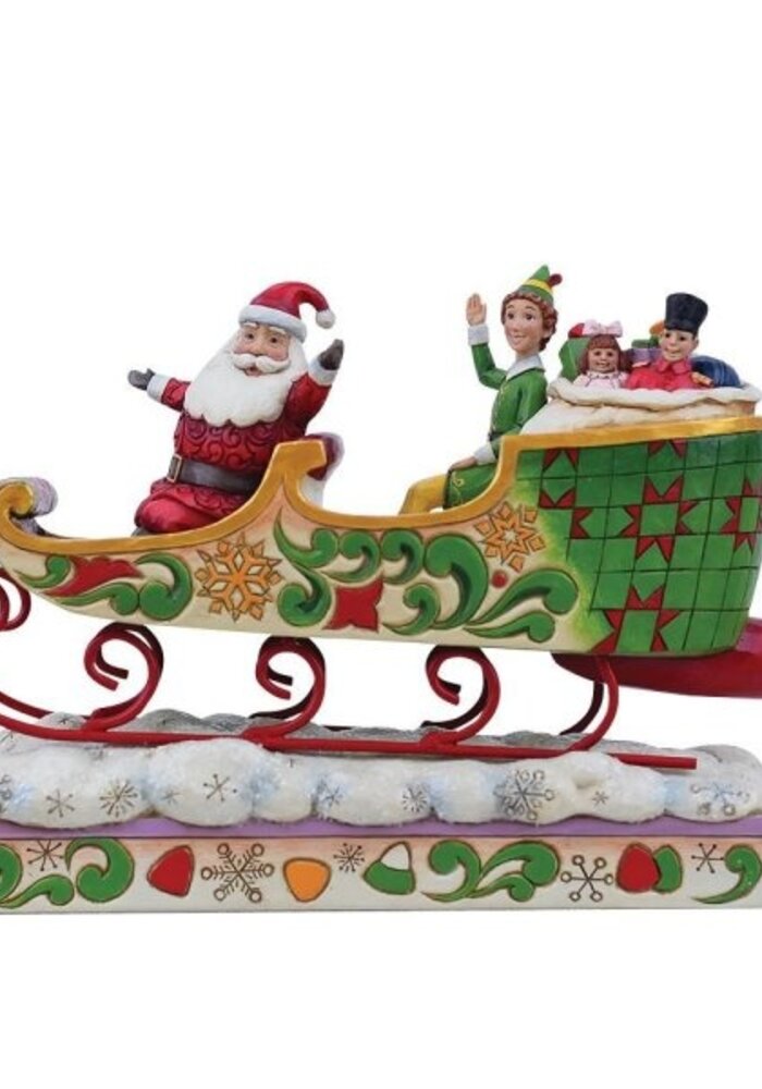 Elf by Jim Shore - Spreading Christmas Cheer (Buddy and Santa in Sleigh)