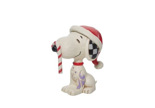 Peanuts by Jim Shore Snoopy Glitter Candy Cane Mini Figurine - Peanuts by Jim Shore