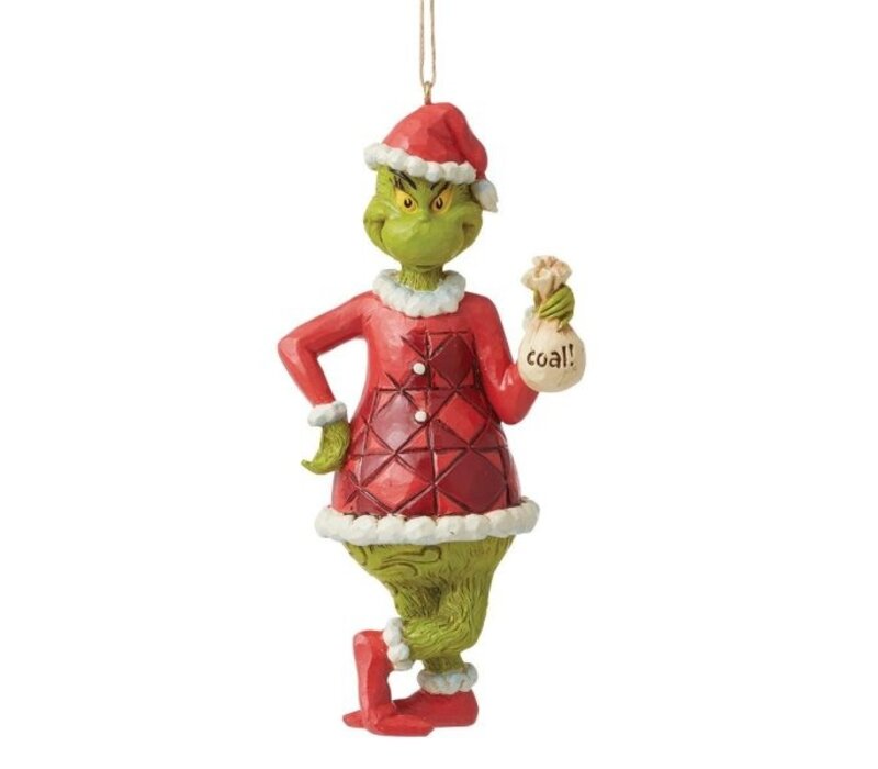 The Grinch by Jim Shore - Grinch with Bag of Coal Hanging Ornament