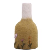 Gry & Sif - Vase Ochre/White with Embroidery incl. Glass