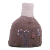 Gry & Sif - Vase Lavender/White with Embroidery incl. Glass