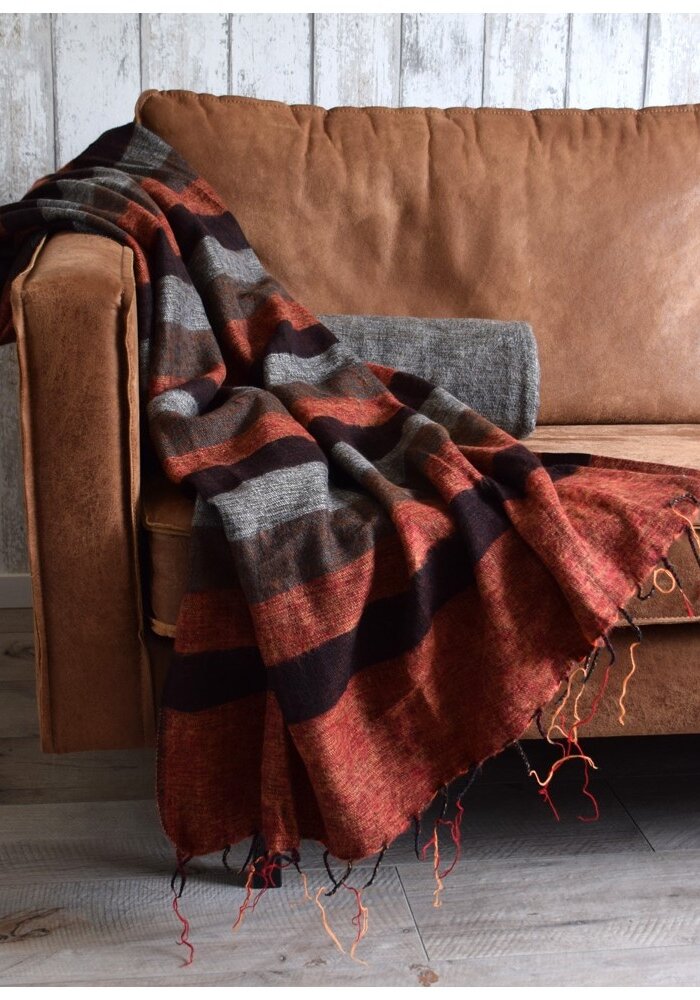 Sjaal met een Verhaal - Plaid Oranjebruin Taupe