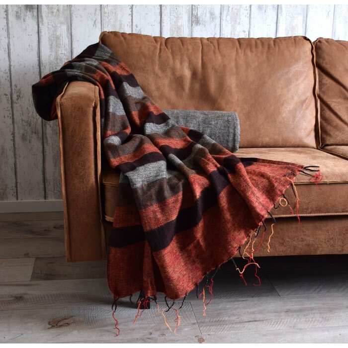 Sjaal met een Verhaal - Plaid Oranjebruin Taupe