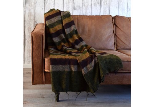 Sjaal met Verhaal Plaid Mosgroen Cognac Bordeaux - Sjaal met een Verhaal