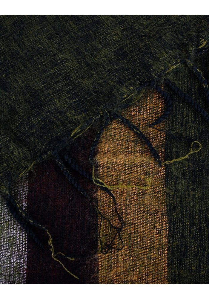 Sjaal met een Verhaal - Plaid Mosgroen Cognac Bordeaux