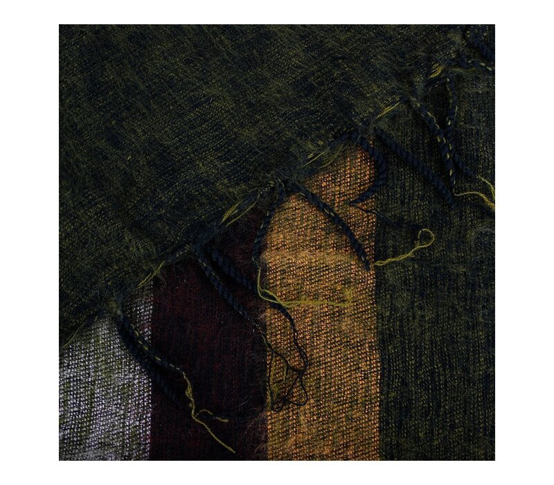 Sjaal met een Verhaal - Plaid Mosgroen Cognac Bordeaux