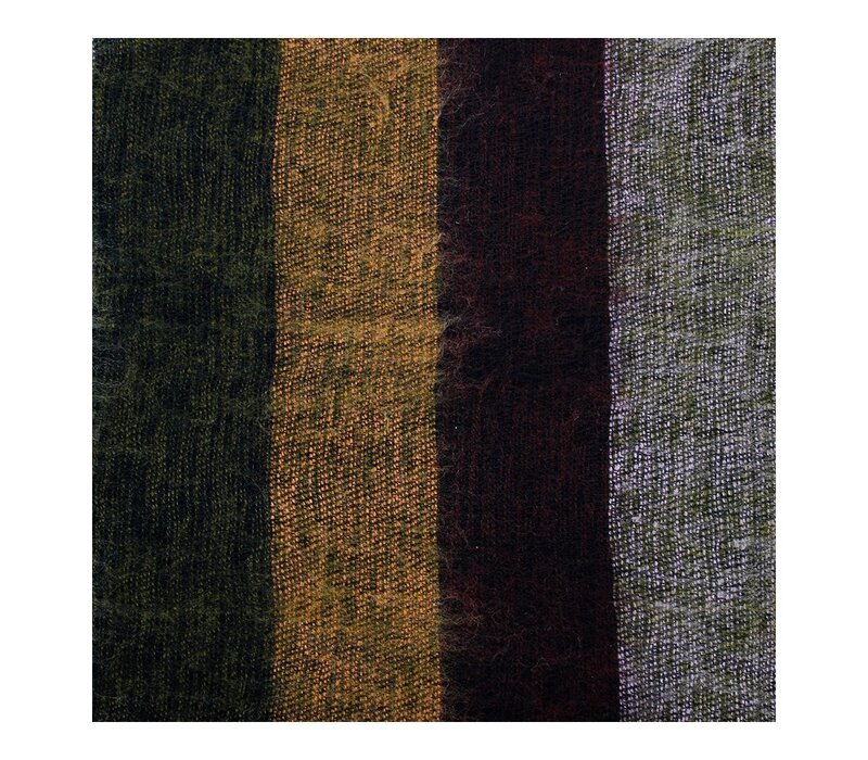 Sjaal met een Verhaal - Plaid Mosgroen Cognac Bordeaux