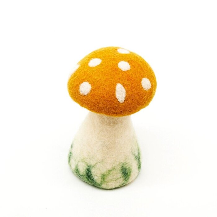 Sjaal met Verhaal Eiwarmer Paddestoel Okergeel  - Sjaal met een Verhaal