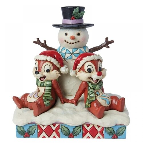Chip ‘n’ Dale with Snowman - Disney Traditions 