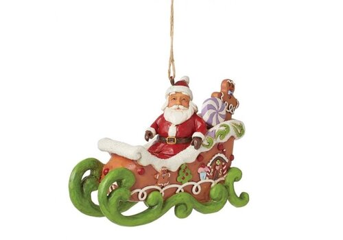 Heartwood Creek Gingerbread Santa in Sleigh Hanging Ornament (PRE-ORDER) - Heartwood Creek