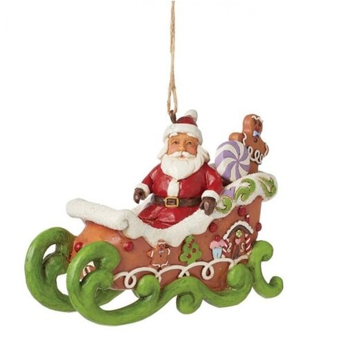 Gingerbread Santa in Sleigh Hanging Ornament (PRE-ORDER) - Heartwood Creek 