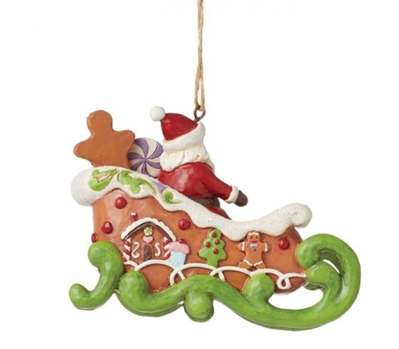 Heartwood Creek - Gingerbread Santa in Sleigh Hanging Ornament (PRE-ORDER)