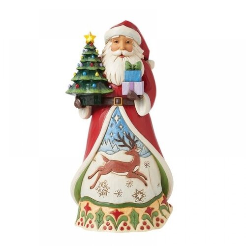 Santa Figurine with LED Vintage Tree - Heartwood Creek 