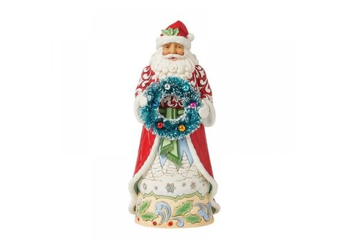 Heartwood Creek Santa Figurine with Sisal Wreath - Heartwood Creek