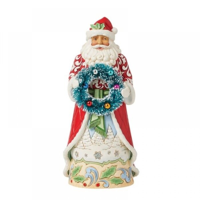 Heartwood Creek Santa Figurine with Sisal Wreath - Heartwood Creek
