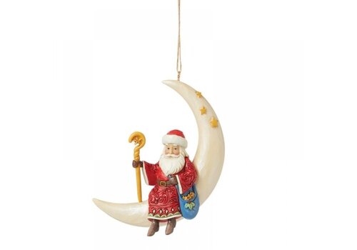 Heartwood Creek Santa on a Crescent Moon Hanging Ornament - Heartwood Creek