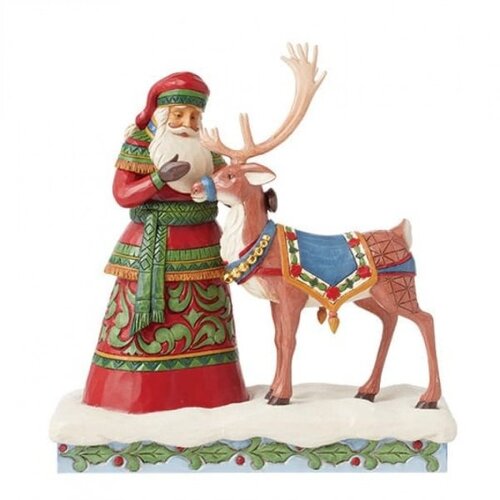 Santa with Reindeer Figurine (PRE-ORDER) - Heartwood Creek 