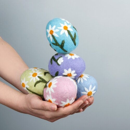 Voorjaarsei met Margrietjes (6 stuks) - Sjaal met een Verhaal 