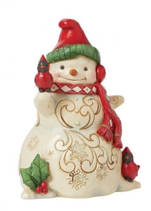 Heartwood Creek Snowman with Earmuffs and Cardinal - Heartwood Creek