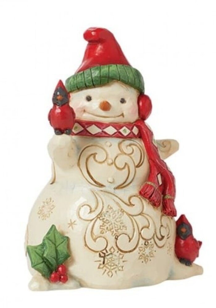 Heartwood Creek - Snowman with Earmuffs and Cardinal