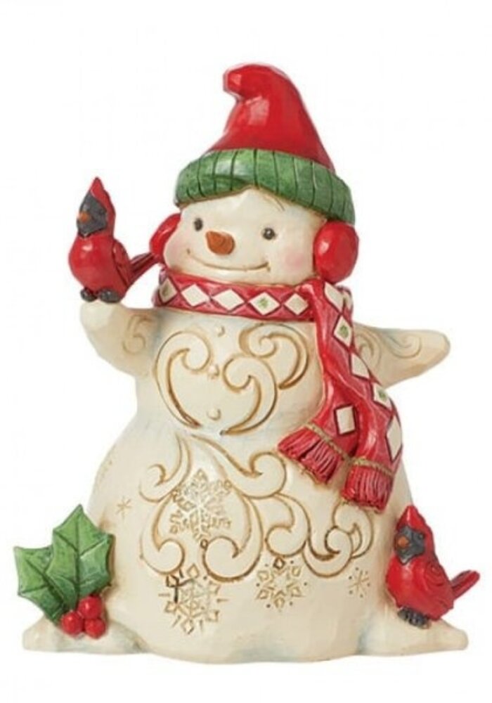 Heartwood Creek - Snowman with Earmuffs and Cardinal